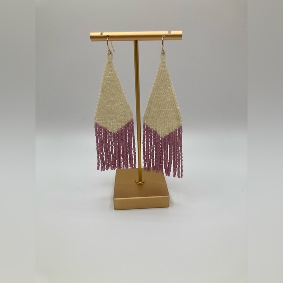 The EDELWEISS - beaded fringe earrings - Picture 4 of 4